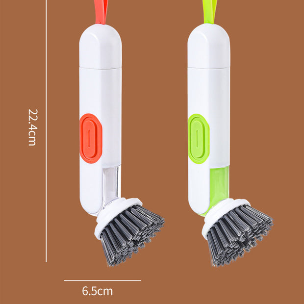 Multi-Functional Long-Handle Liquid-Filled Cleaning Brush Washing Up Brushes With Liquid Dispenser Two Replacement Heads For Kitchen Cleaning Brush Gadgets - Cool Urban Store