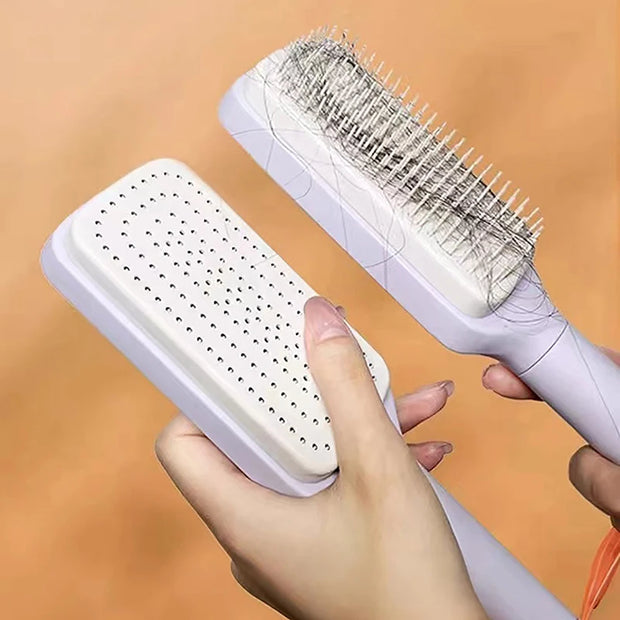 Self-Cleaning Hairbrush for Women – One-Click Detangling, Scalp Massage & Anti-Static Design
