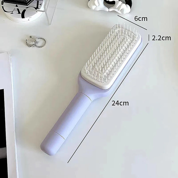 Self-Cleaning Hairbrush for Women – One-Click Detangling, Scalp Massage & Anti-Static Design