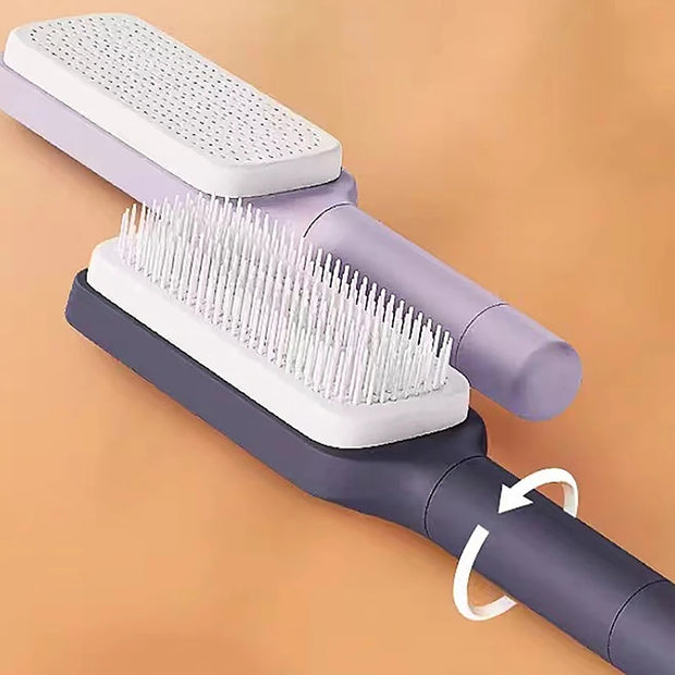 Self-Cleaning Hairbrush for Women – One-Click Detangling, Scalp Massage & Anti-Static Design