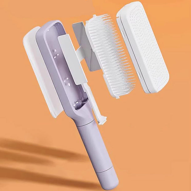 Self-Cleaning Hairbrush for Women – One-Click Detangling, Scalp Massage & Anti-Static Design